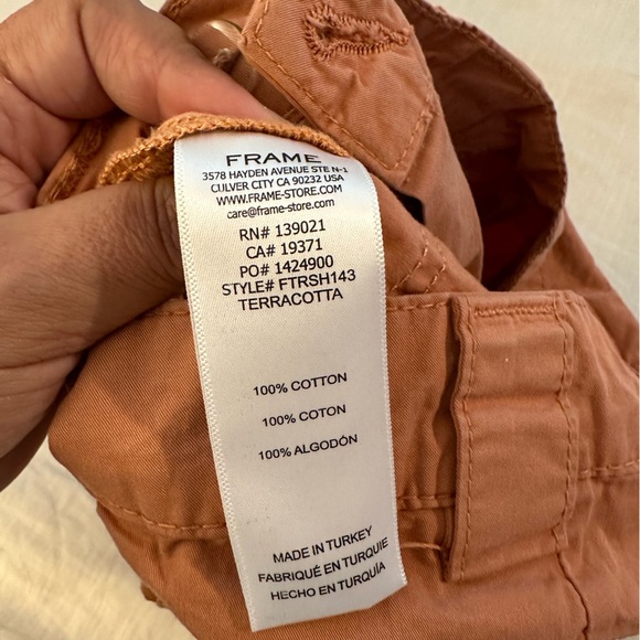 FRAME Fluid Twill Rolled Shorts Terracotta (10) - Picture 9 of 9
